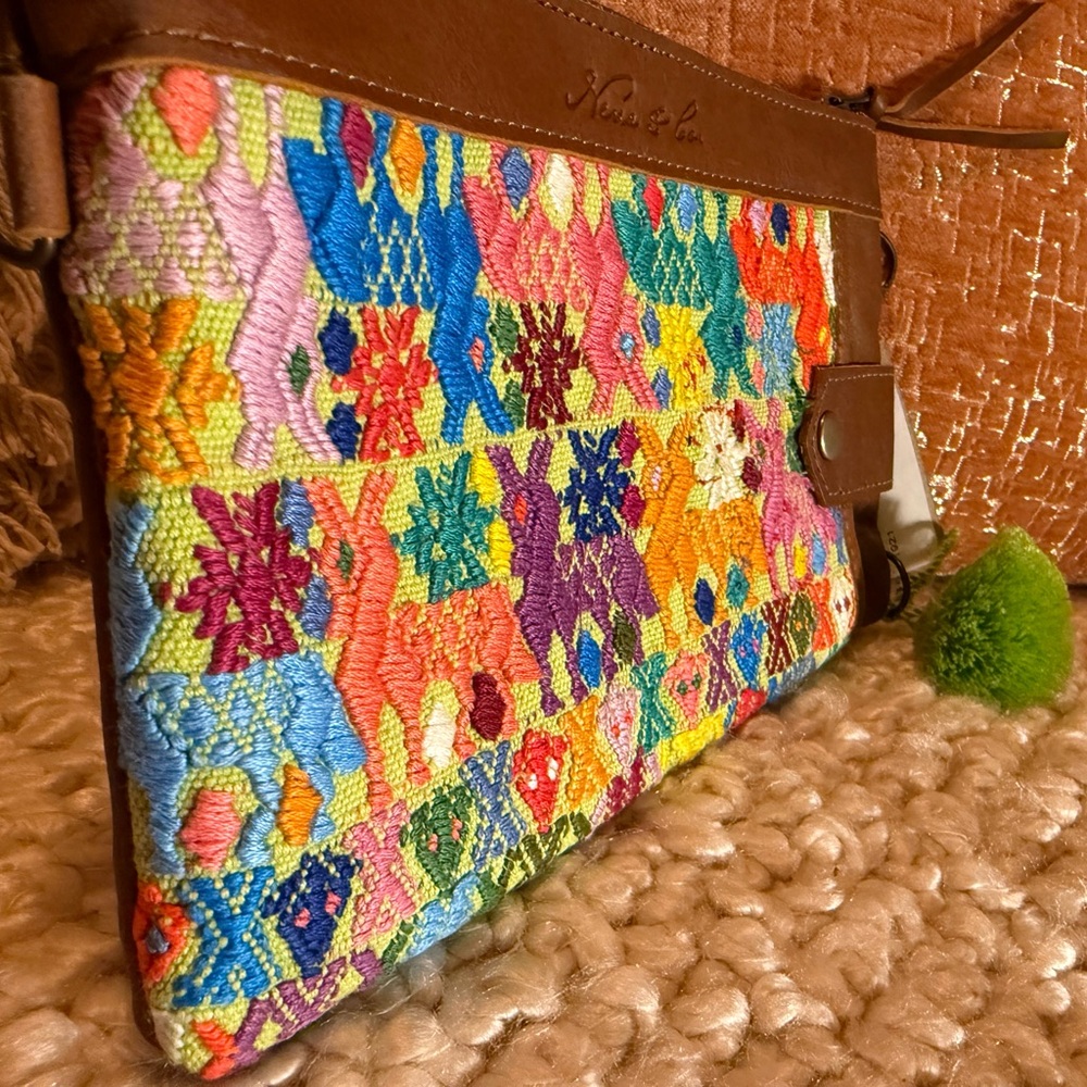 Nena & Co. Colorful Everything Clutch with Cafe Brown Leather - Picture 4 of 4